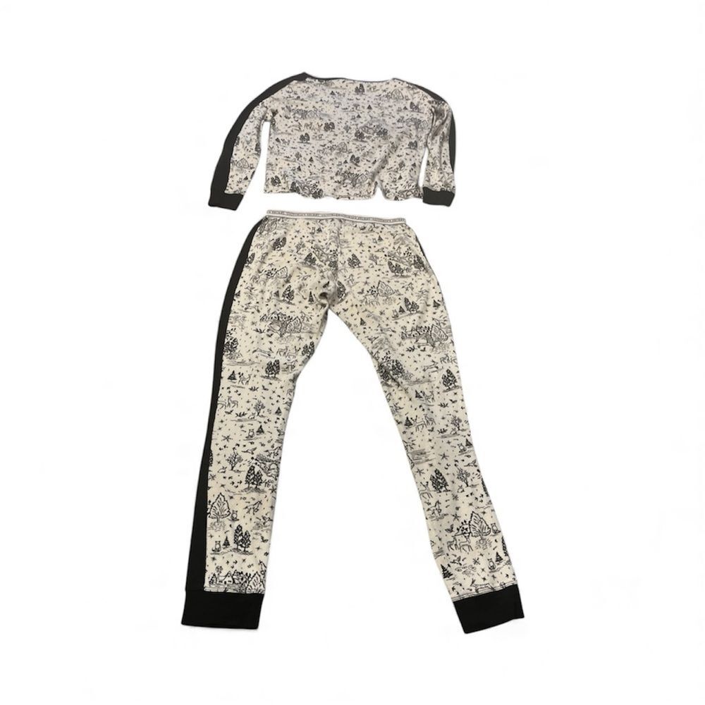 Womens Victoria's Secret Gray Black White Long John Thermal Lounge Set - XS